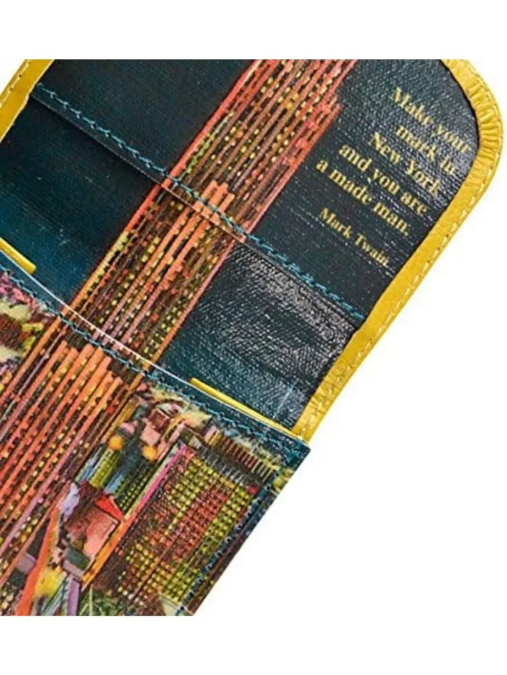 Compact Faux Leather Wallet - New York Night Design, Front Pocket, For Cards